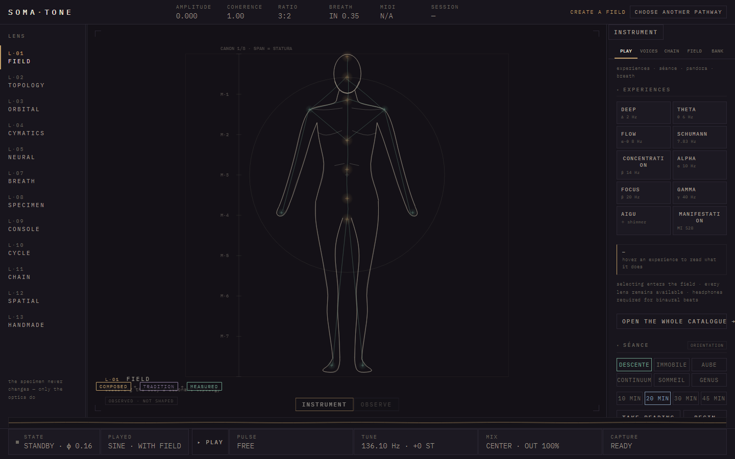 The SOMA sound instrument interface.